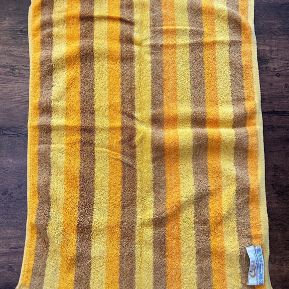 Vintage 60s 70s Caldwell Striped Cotton Hand Bath Towel - Picture 3 of 5